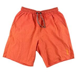 2XU Shorts Mens L Orange Elastic Waist‎ Drawstring Logo Athletic Training